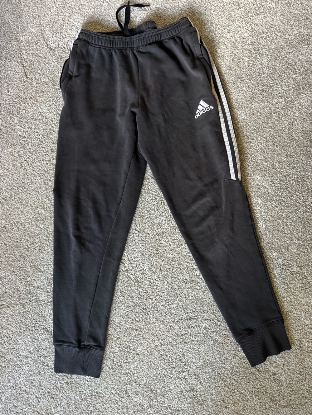 adidas Black Jogger Sweatpants with White Side Stripe